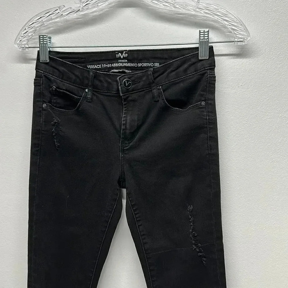 Versace Denim Skinny Jeans 1969 19V69 Cotton Stretch Designer Black Size 25 / 0 - Picture 2 of 8